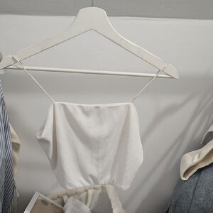 White Ribbed Spaghetti Strap Top